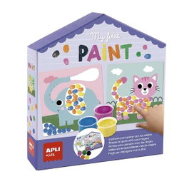 Apli - Mon premier jeu de peinture à empreintes, 6 planches et 6 pots de peinture pour doigts, jeu créatif pour enfant à partir de 3 ans