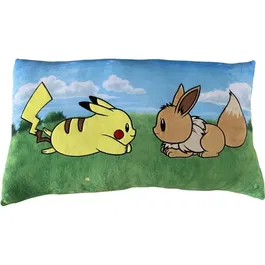 Pokemon Coussin Décoratif Pikachu et Eevee en Microfibre, 60 cm, Licence Officielle, Design des Personnages, Toucher Velours, Idée Cadeau