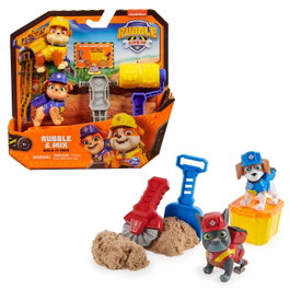 Spin Master Kinetic Sand - Set de Jeu Construction Patrouille de Chasse (Paw Patrol) avec Rubble, Sable Dynamique et Accessoires - Figurines Jouet Enfant 3 Ans et Plus - 6066727