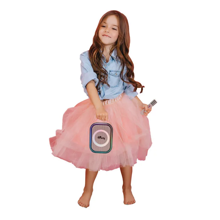 Lexibook - Système de karaoké Bluetooth, couleur rose, avec 2 microphones sans fil, batterie rechargeable intégrée, pour fêtes et chants avec amis