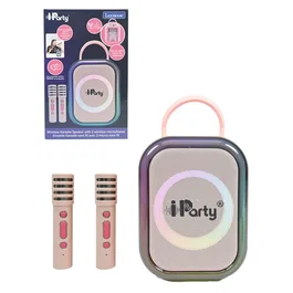 Lexibook - Système de karaoké Bluetooth, couleur rose, avec 2 microphones sans fil, batterie rechargeable intégrée, pour fêtes et chants avec amis