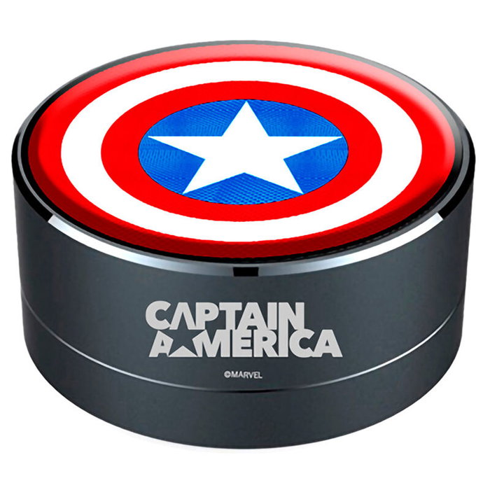 ERT GROUP Enceinte portable Bluetooth Captain America Marvel avec radio FM, lecteur MP3, micro, boîtier aluminium, 3W