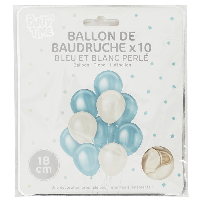 Party Time Lot de 10 Ballons Irisés Bleu et Rose Party Time Lot de 10 Ballons Irisés Bleu et Rose