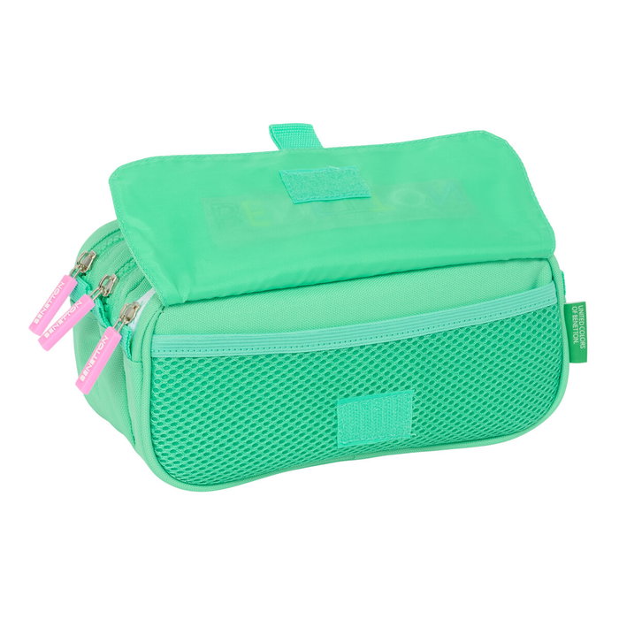 Trousse Fourre-Tout Triple Benetton Mint Vert 21,5 x 10 x 8 cm