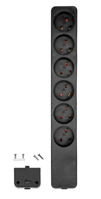 MicroConnect Multiprise MC-GRU0600EDBB, 6 Prises Danemark EDB, Noir, Normes Sécurité Européennes