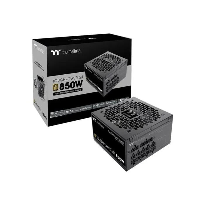 Thermaltake Toughpower GT - Alimentation PC 850 W - 80 PLUS Gold - Full Modulaire - ATX 3.1 - PCI-E 5.1 12VHPWR - Ventilateur 120 mm - Noir