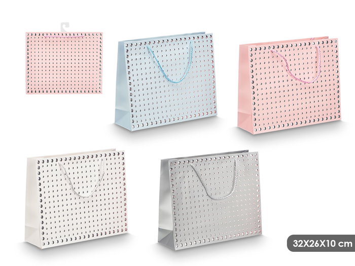 PINCELLO Sac à anses avec points en relief, Assortiment 4 couleurs, 48 pièces PINCELLO Sac à anses avec points en relief, Assortiment 4 couleurs, 48 pièces