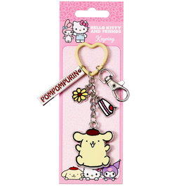 THE CARAT SHOP Llavero (porte-clés) Pompompurin Hello Kitty en alliage de zinc avec clip pratique et anneau en forme de cœur