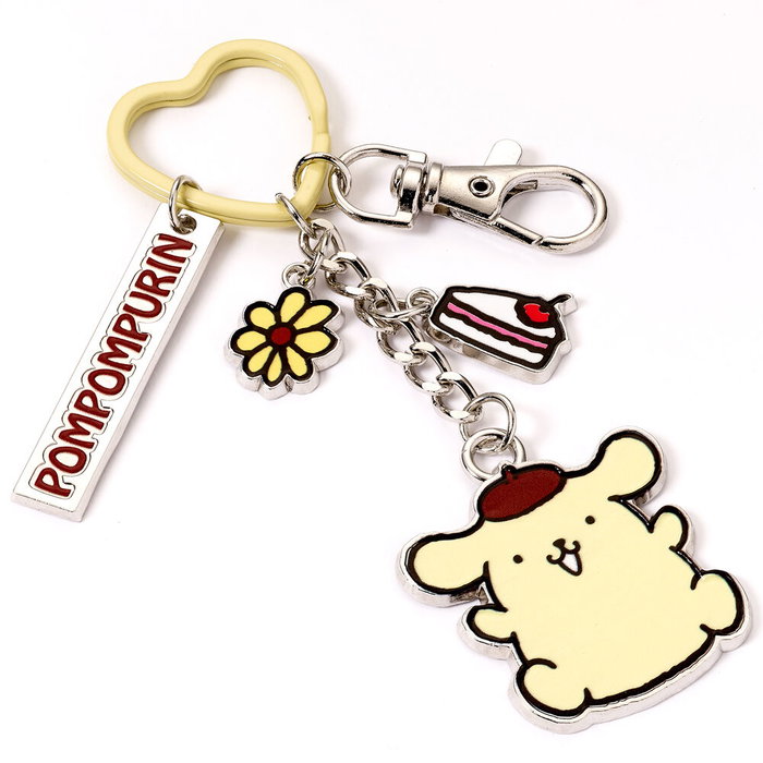 THE CARAT SHOP Llavero (porte-clés) Pompompurin Hello Kitty en alliage de zinc avec clip pratique et anneau en forme de cœur