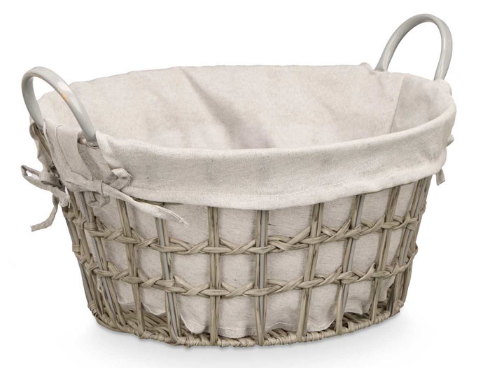 Kipit Cesto rond avec anses gris 45x40x25 cm en tissu (Set de 12)