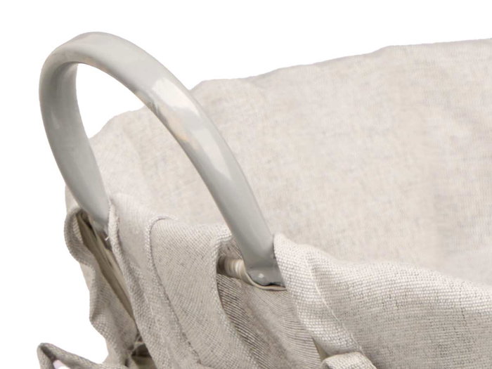 Kipit Cesto rond avec anses gris 45x40x25 cm en tissu (Set de 12)