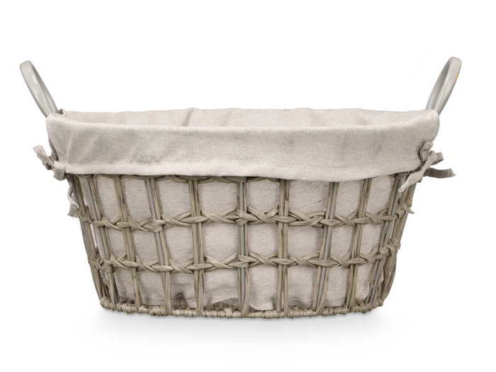 Kipit Cesto rond avec anses gris 45x40x25 cm en tissu (Set de 12)
