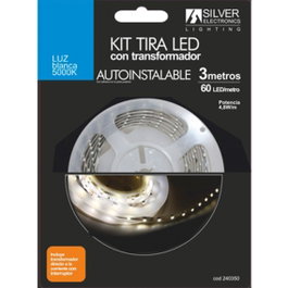 Silver Electronics Kit Tira LED 300 3m 4,8W/m 60 LEDs SMD 3528 Blanc 5000K IP20 12V