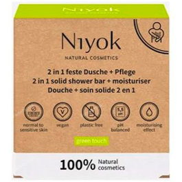 NIYOK Savon Douche Solide Corps avec Lotion Green Touch 80g - Hydratation au Beurre de Karité, pH Neutre, Certifié Cosmos Natural