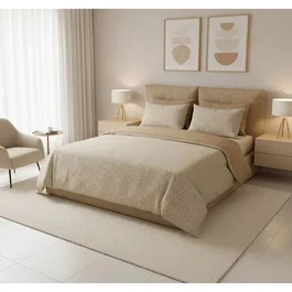 Parure de lit King Size Moutarde - 1 housse de couette 240 x 220 cm + 2 taies d'oreiller 60 x 60 cm - 100% coton renforcé