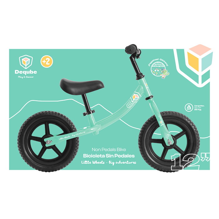 DEQUBE Bicicleta Sin Pedales Mint D00303 - Draisienne pour Enfant 2 Ans et Plus, Cadre Léger 3kg, Réglable, Pneus Anti-crevaison
