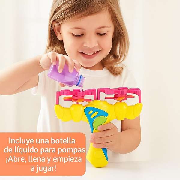JugaToys Lanceur de bulles double avec bouteille de liquide