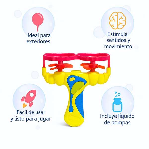 JugaToys Lanceur de bulles double avec bouteille de liquide