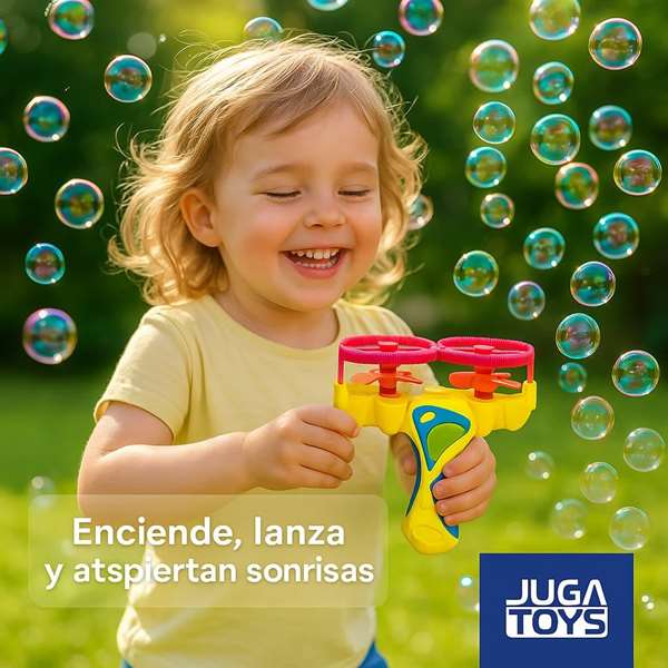 JugaToys Lanceur de bulles double avec bouteille de liquide