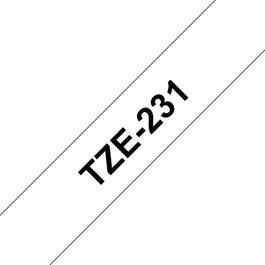 Brother Ruban pour étiqueteuse TZe-231 Noir sur Blanc Laminé, 12 mm de largeur, 8 m de longueur, pour usage intérieur et extérieur