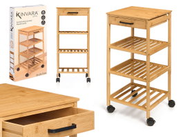 Kinvara Chariot de Cuisine en Bambou 68 x 9 x 33 cm
