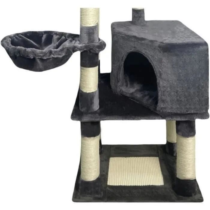 SWIFTY Arbre à chat - 138 cm de hauteur, gris foncé, 3 plateformes, perchoir, niche et poteaux à griffer en sisal - 55 x 40 cm de base, pour jusqu'à 3 chats SWIFTY Arbre à chat - 138 cm de hauteur, gris foncé, 3 plateformes, perchoir, niche et poteaux à griffer en sisal - 55 x 40 cm de base, pour jusqu'à 3 chats
