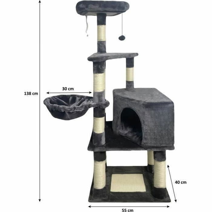 SWIFTY Arbre à chat gris foncé avec niche et 3 plateformes