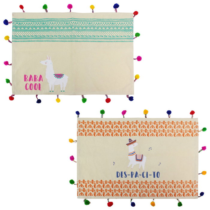 Home Deco Factory Set de table Llama avec pompons 48x34 cm