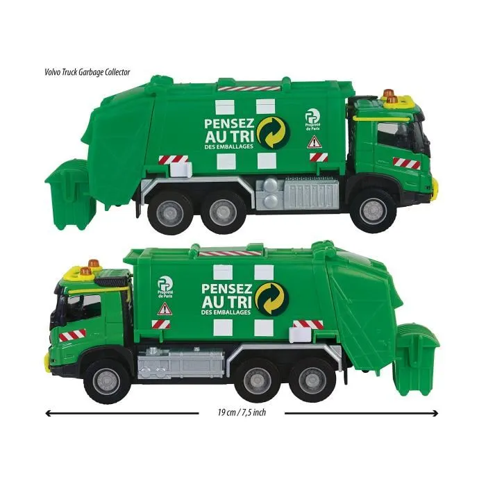 Majorette Camion Poubelle Volvo à l'échelle 1/43 - Modèle Réduit en Métal avec Portes Ouvrantes et Pièces Mobiles - Jouet Enfant 3 ans et Plus