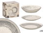 Vessia Service de table 12 pièces Porcelaine Gris Patiné 27x15x27 cm (Set de 2)