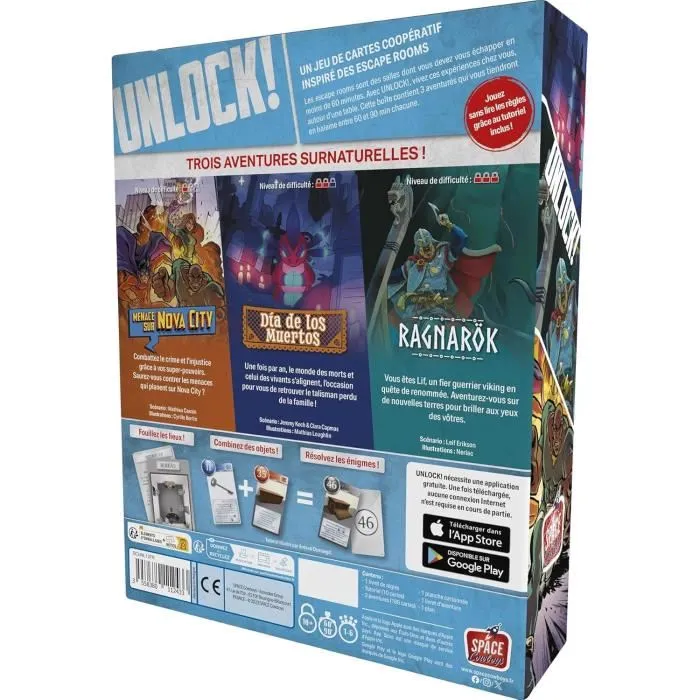 Asmodee Unlock! Risky Adventures - Jeu d'évasion coopératif pour salon en 3 aventures, application gratuite incluse - Version française