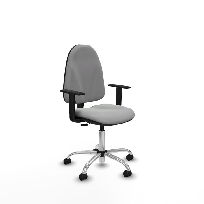 PIQUERAS Y CRESPO Chaise de bureau Algarra, Similicuir Gris clair, Accoudoirs 1D, Chromé PIQUERAS Y CRESPO Chaise de bureau Algarra, Similicuir Gris clair, Accoudoirs 1D, Chromé