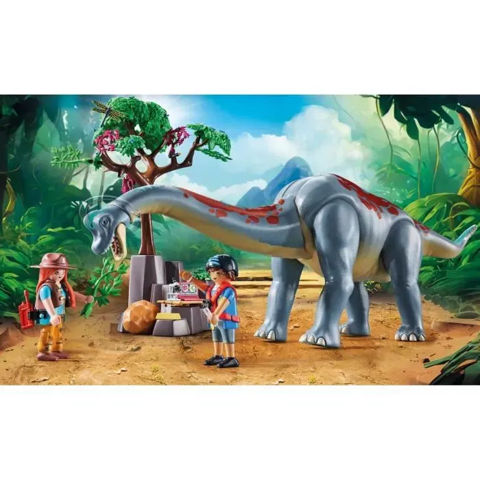 Playmobil 71819 - Set Aventure Brachiosaure et Aéroglisseur avec 2 Personnages Explorateurs et Accessoires, pour Enfants à partir de 3 ans