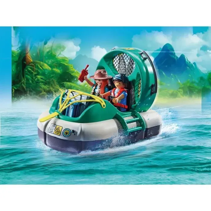 Playmobil 71819 - Set Aventure Brachiosaure et Aéroglisseur avec 2 Personnages Explorateurs et Accessoires, pour Enfants à partir de 3 ans