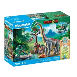 Playmobil 71819 - Set Aventure Brachiosaure et Aéroglisseur avec 2 Personnages Explorateurs et Accessoires, pour Enfants à partir de 3 ans