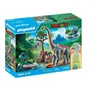 Playmobil 71819 - Set Aventure Brachiosaure et Aéroglisseur avec 2 Personnages Explorateurs et Accessoires, pour Enfants à partir de 3 ans