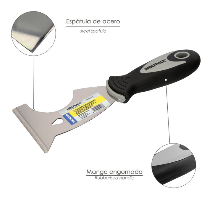 WOLFPACK LINEA PROFESIONAL Spatule de peintre polyvalente en acier inoxydable WOLFPACK LINEA PROFESIONAL Spatule de peintre polyvalente en acier inoxydable