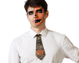 Atosa Cravate Noire avec Citrouille Halloween pour Homme Adulte