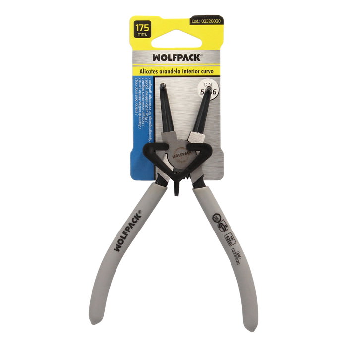 WOLFPACK LINEA PROFESIONAL Pince pour anneaux intérieurs courbes 175 mm DIN5256