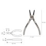 WOLFPACK LINEA PROFESIONAL Pince pour anneaux intérieurs courbes 175 mm DIN5256