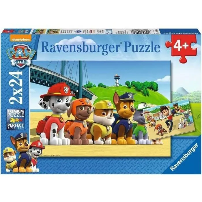 Ravensburger Pat' Patrouille - Lot de 2 Puzzles 24 Pièces - Chiens Héroïques - Puzzle Enfant dès 4 Ans - Poster Taille Réelle Inclus