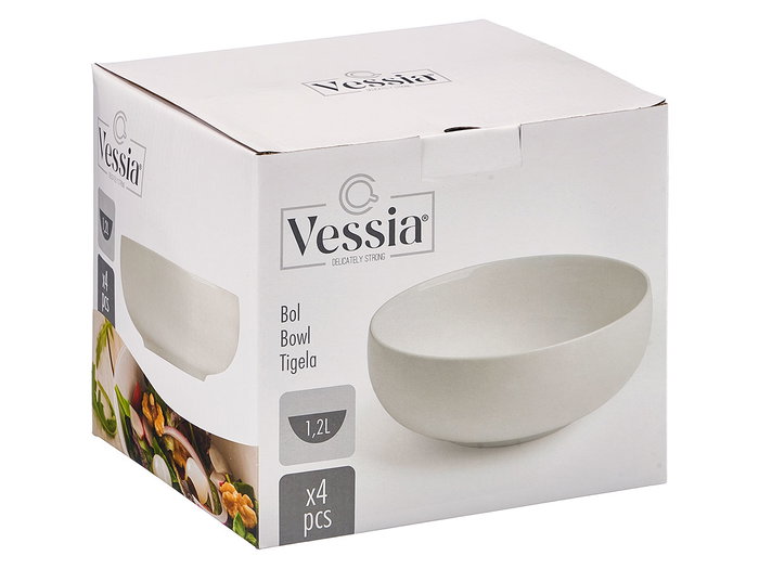 Vessia Bol en porcelaine blanc 18 x 7 x 18 cm, 1,2 L (Set de 16)
