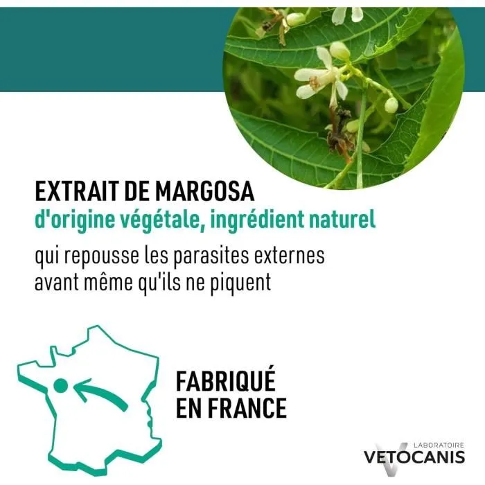 VETOCANIS Shampoing Répulsif Anti-Puces, Anti-Tiques et Anti-Moustiques pour Chat - Extrait de Margosa - Pelage Propre et Brillant - 300 ml