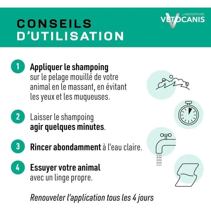 VETOCANIS Shampoing Répulsif Anti-Puces, Anti-Tiques et Anti-Moustiques pour Chat - Extrait de Margosa - Pelage Propre et Brillant - 300 ml