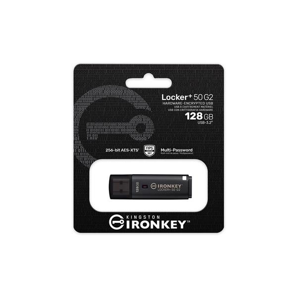 Kingston IronKey Locker+ 50 G2 128GB Clé USB 3.2 Sécurité Chiffrement XTS-AES 256 bits FIPS 197