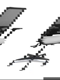 Chaise Bormate Asynchrone tissu Gris clair Maille Noir Base en nylon noir Accoudoir 2D Sans appui-tête Roulettes 65mm nylon