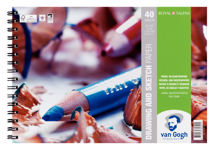 Van Gogh Bloc de papier pour dessins et croquis, 40 feuilles, A4 Van Gogh Bloc de papier pour dessins et croquis, 40 feuilles, A4