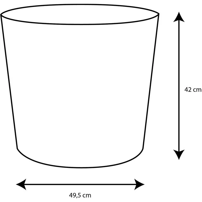 EDA Pot de fleurs conique Élément Ø 50 cm (62,2 L) en résine recyclée gris anthracite pour intérieur et extérieur 49.5 x 42 cm