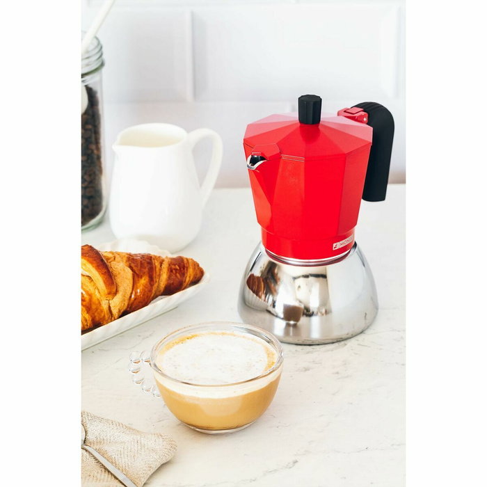 Cafetière Italienne Monix INOX RED 6T Rouge 6 Tasses