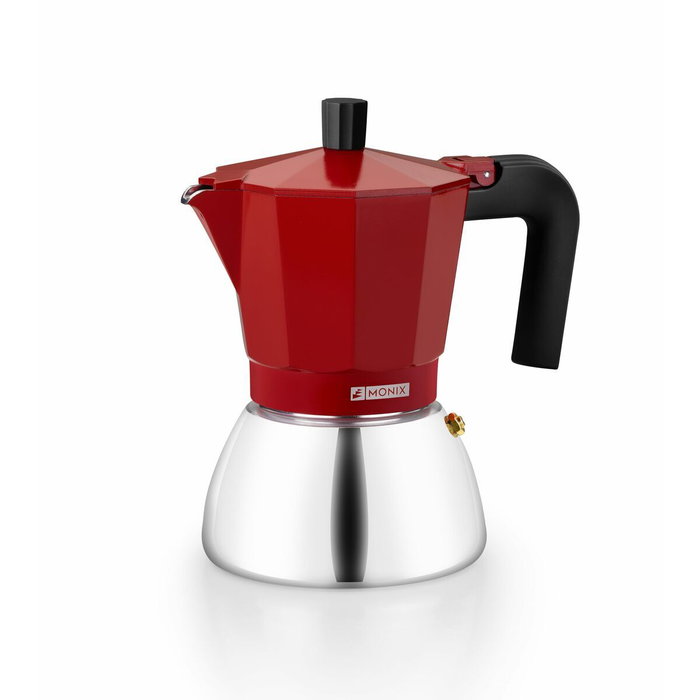 Cafetière Italienne Monix INOX RED 6T Rouge 6 Tasses